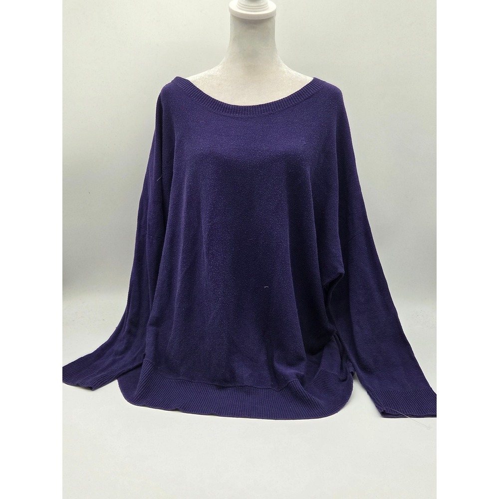 Eileen Fisher Women's L/G Purple Oversized Boat Neck Sweater 101-882